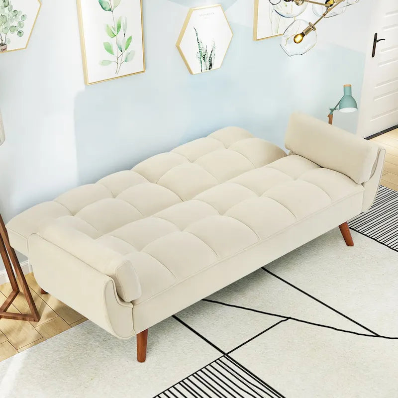 75.39 Divano Letto Futon, Divano Futon Pieghevole Convertibile Reclinabile Per Soggiorno Con 2 Cuscini/Braccioli