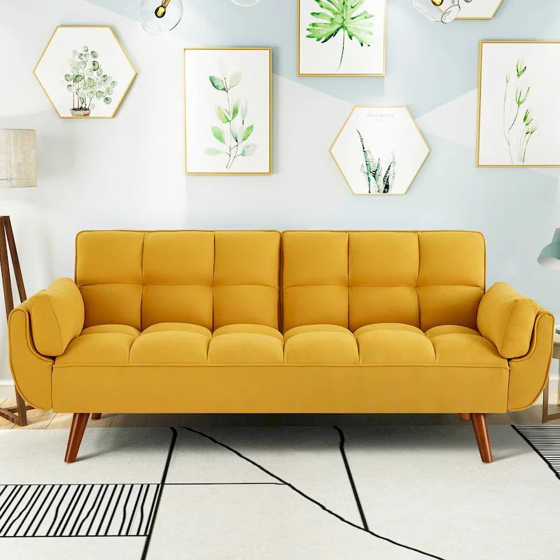 75.39 Divano Letto Futon, Divano Futon Pieghevole Convertibile Reclinabile Per Soggiorno Con 2 Cuscini/Braccioli