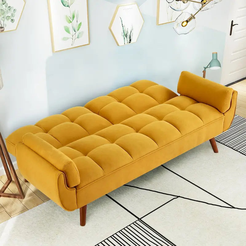 75.39 Divano Letto Futon, Divano Futon Pieghevole Convertibile Reclinabile Per Soggiorno Con 2 Cuscini/Braccioli