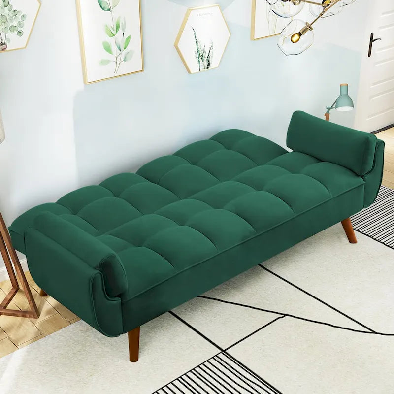 75.39 Divano Letto Futon, Divano Futon Pieghevole Convertibile Reclinabile Per Soggiorno Con 2 Cuscini/Braccioli