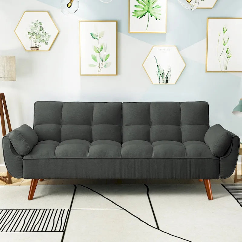 75.39 Divano Letto Futon, Divano Futon Pieghevole Convertibile Reclinabile Per Soggiorno Con 2 Cuscini/Braccioli