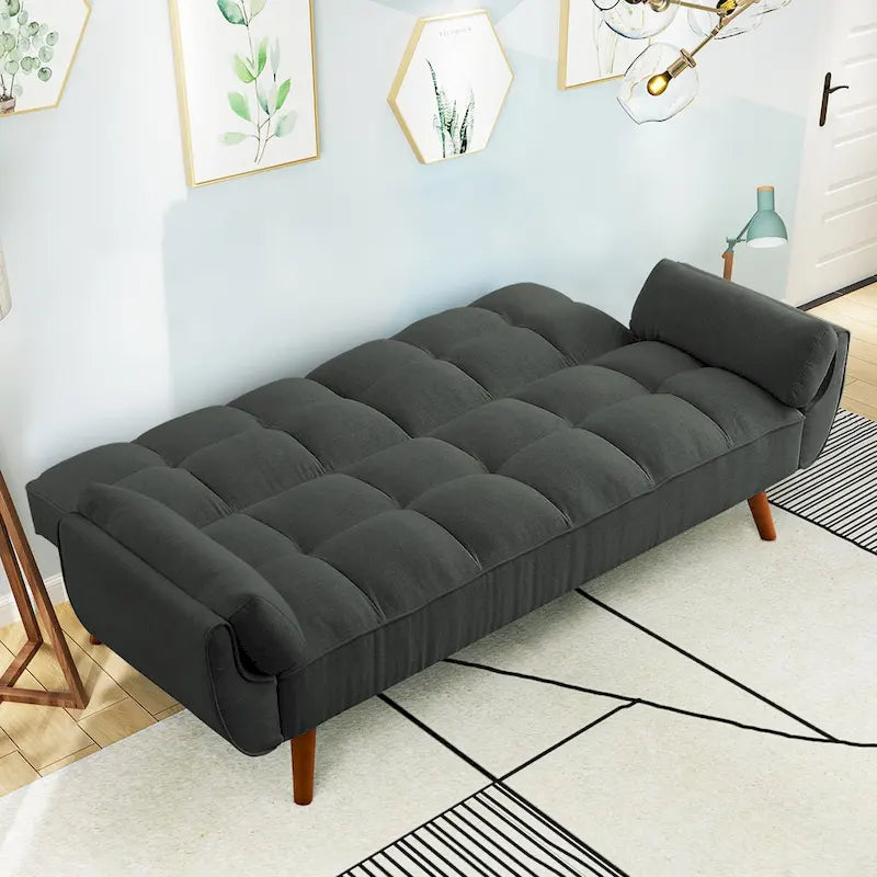 75.39 Divano Letto Futon, Divano Futon Pieghevole Convertibile Reclinabile Per Soggiorno Con 2 Cuscini/Braccioli