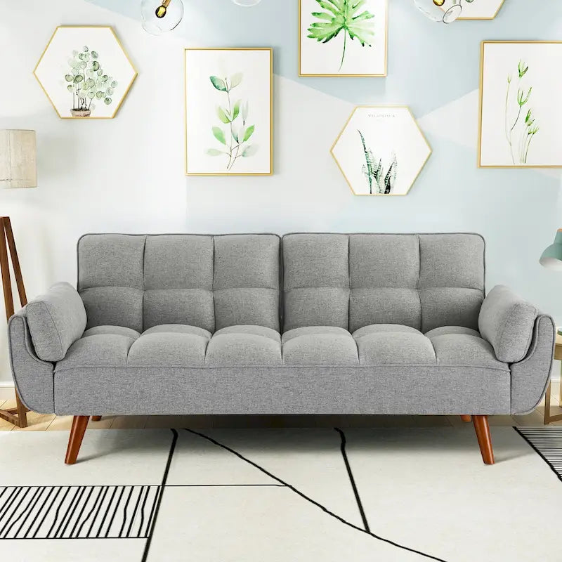 75.39 Divano Letto Futon, Divano Futon Pieghevole Convertibile Reclinabile Per Soggiorno Con 2 Cuscini/Braccioli