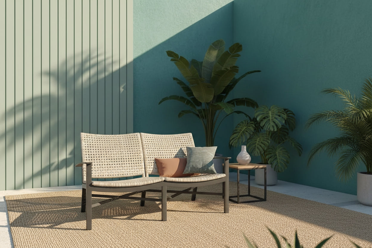 Winston Jasper Textured Pewter with Beechwood Weave Loveseat