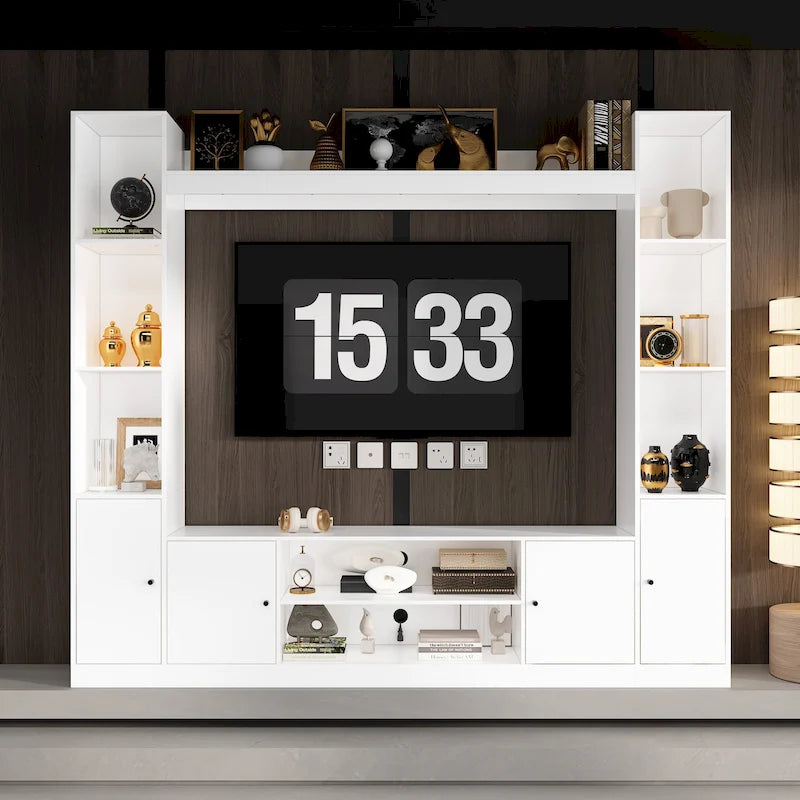 TV Stand with Optional Electric Fireplace Insert, Stylish Living Room Entertainment Center