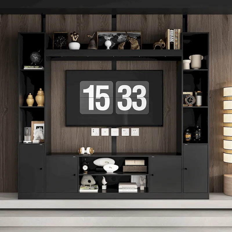 TV Stand with Optional Electric Fireplace Insert, Stylish Living Room Entertainment Center