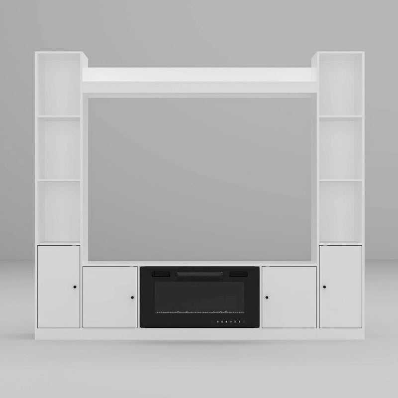 Mobile TV con inserto camino elettrico opzionale, elegante centro d'intrattenimento per soggiorno