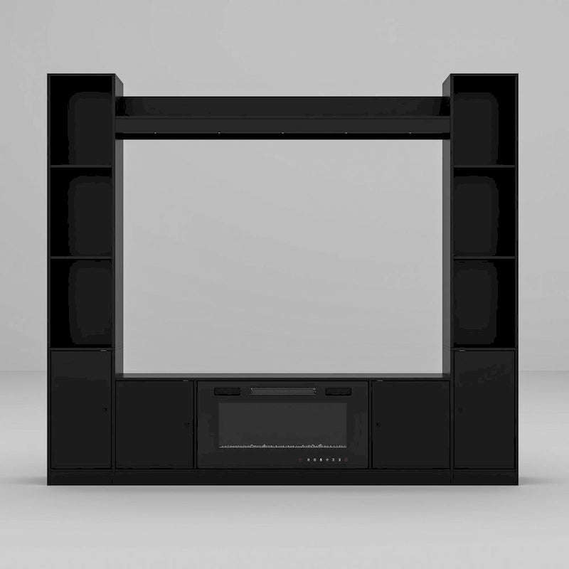 Mobile TV con inserto camino elettrico opzionale, elegante centro d'intrattenimento per soggiorno