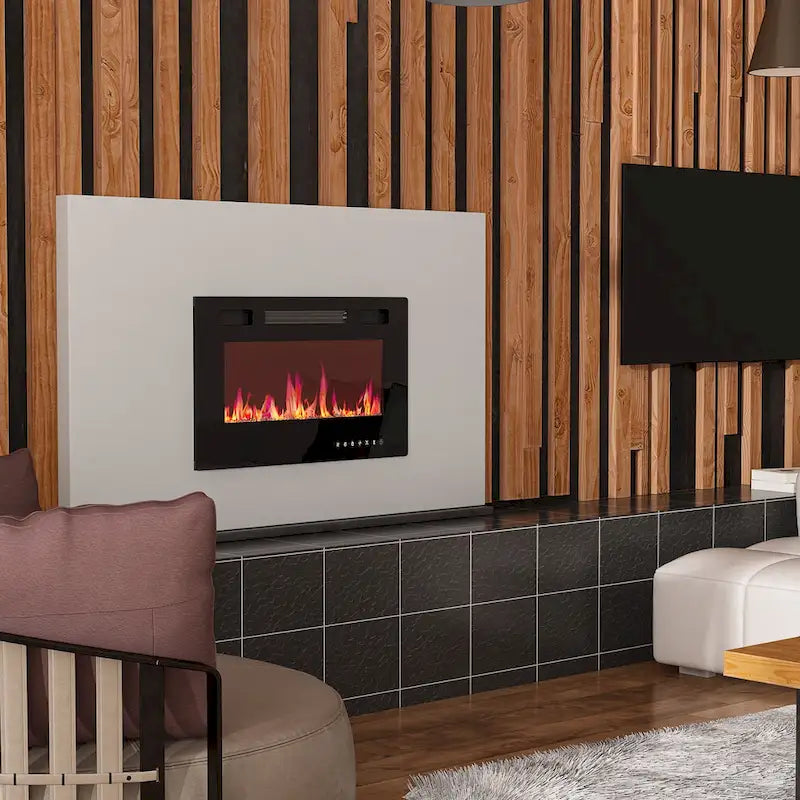 Mobile TV con inserto camino elettrico opzionale, elegante centro d'intrattenimento per soggiorno