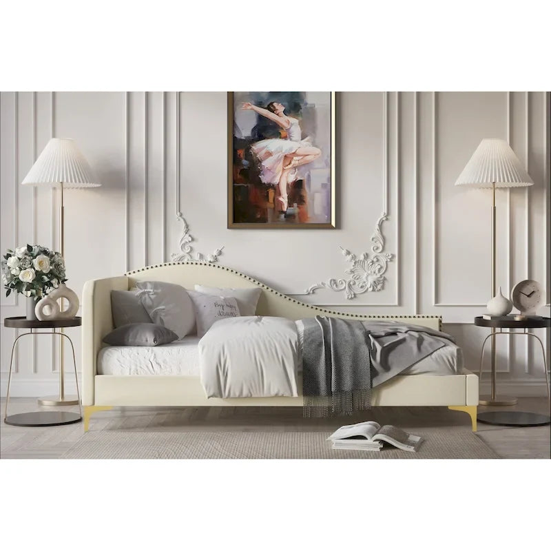 Upholstered Twin Daybed with Nailhead Trim