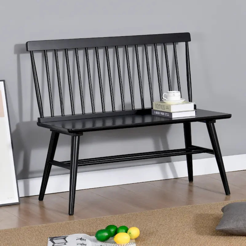 Entryway 40L Solid Wood Dining Bench with Spindle Back