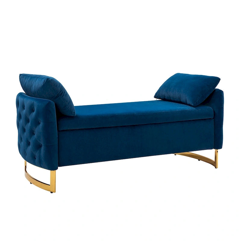 Modern Upholstered Flip Top Storage Bench with Pillows