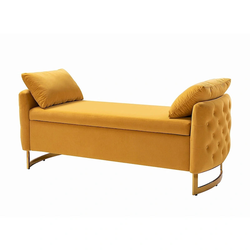 Modern Upholstered Flip Top Storage Bench with Pillows
