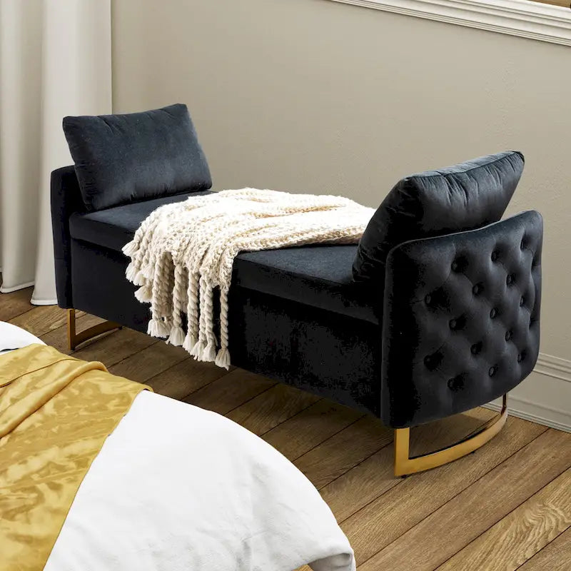 Modern Upholstered Flip Top Storage Bench with Pillows