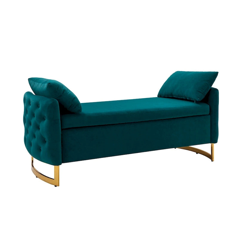 Modern Upholstered Flip Top Storage Bench with Pillows