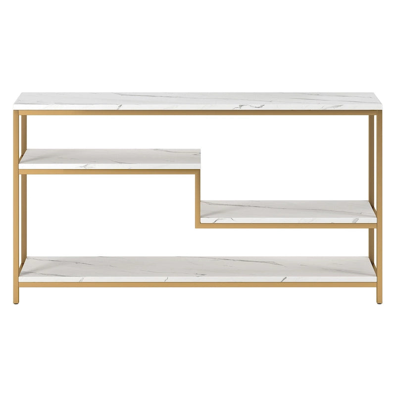 55" Rectangular Console Table with Faux Marble Top