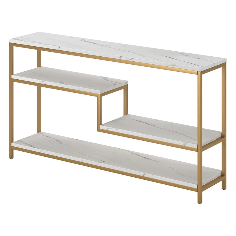 Consolle rettangolare da 55" con ripiano effetto marmo