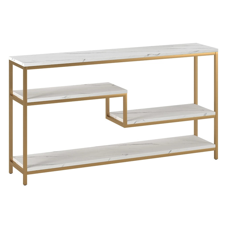 Consolle rettangolare da 55" con ripiano effetto marmo