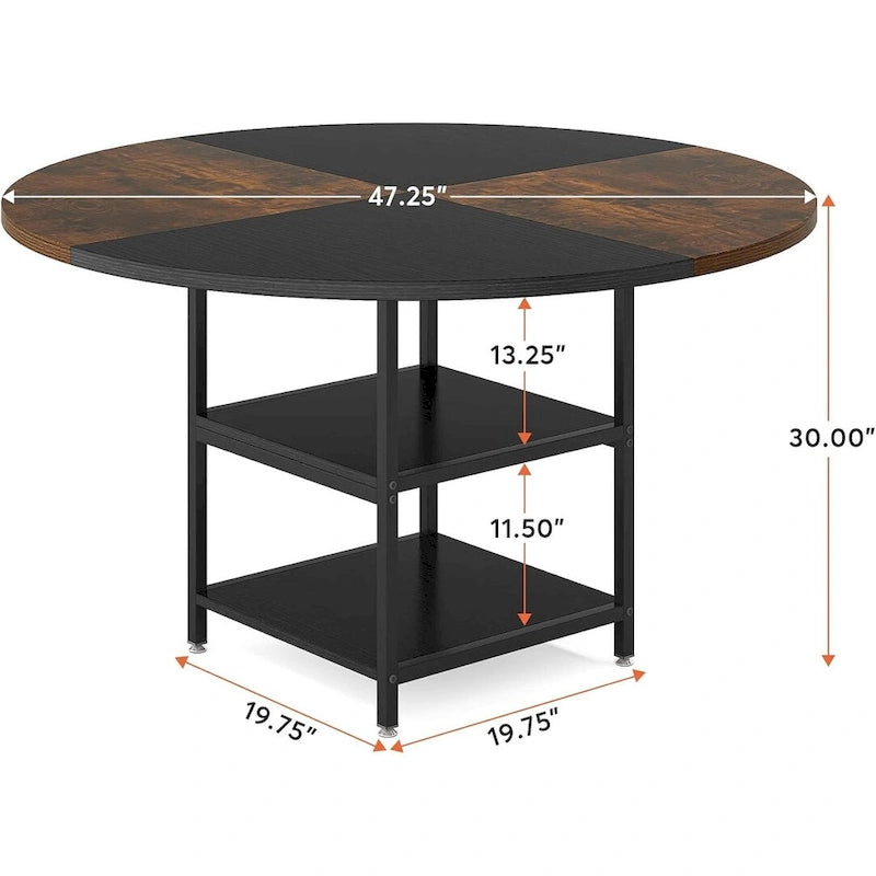 Tavolo da pranzo da 120 cm per sala da pranzo, tavolo rotondo per 4 persone