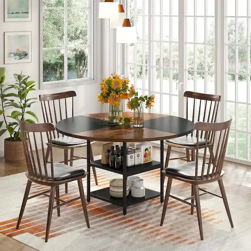 47 inch Dining Table for Dining Room, 4 People Round Dinner Table