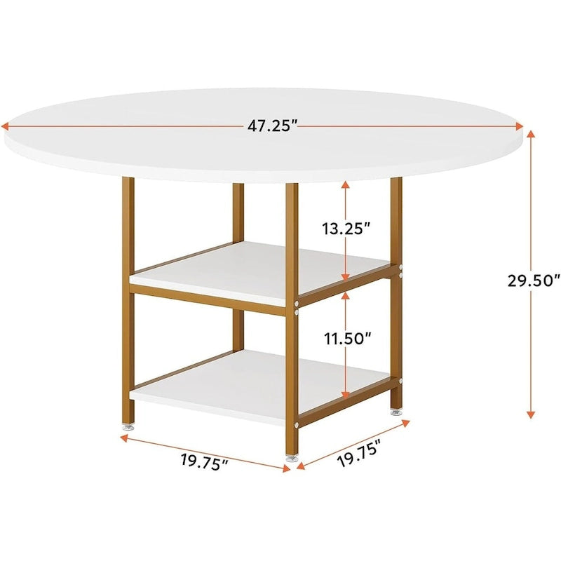 Tavolo da pranzo da 120 cm per sala da pranzo, tavolo rotondo per 4 persone
