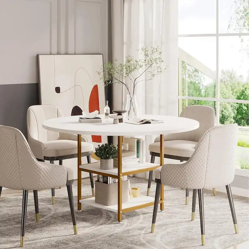 Tavolo da pranzo da 120 cm per sala da pranzo, tavolo rotondo per 4 persone