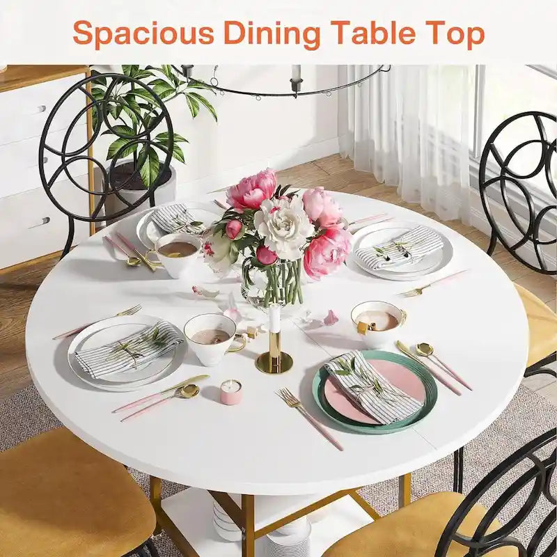 Tavolo da pranzo da 120 cm per sala da pranzo, tavolo rotondo per 4 persone