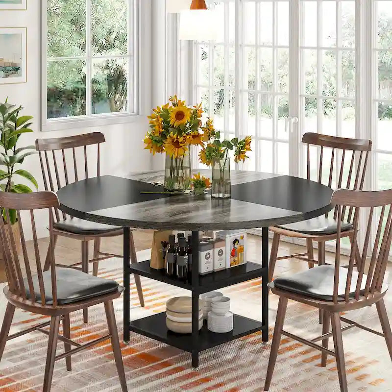 Tavolo da pranzo da 120 cm per sala da pranzo, tavolo rotondo per 4 persone