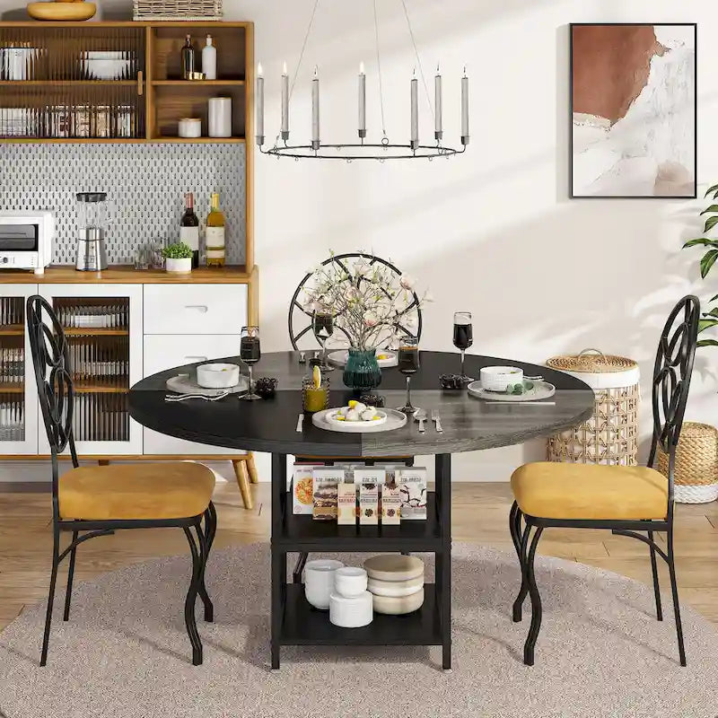 Tavolo da pranzo da 120 cm per sala da pranzo, tavolo rotondo per 4 persone