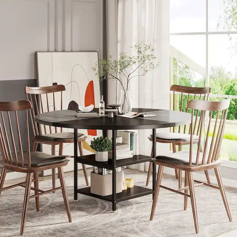 Tavolo da pranzo da 120 cm per sala da pranzo, tavolo rotondo per 4 persone