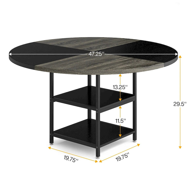 Tavolo da pranzo da 120 cm per sala da pranzo, tavolo rotondo per 4 persone