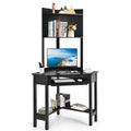 Scrivania angolare con libreria, Scrivania ad angolo triangolare per computer con scaffali