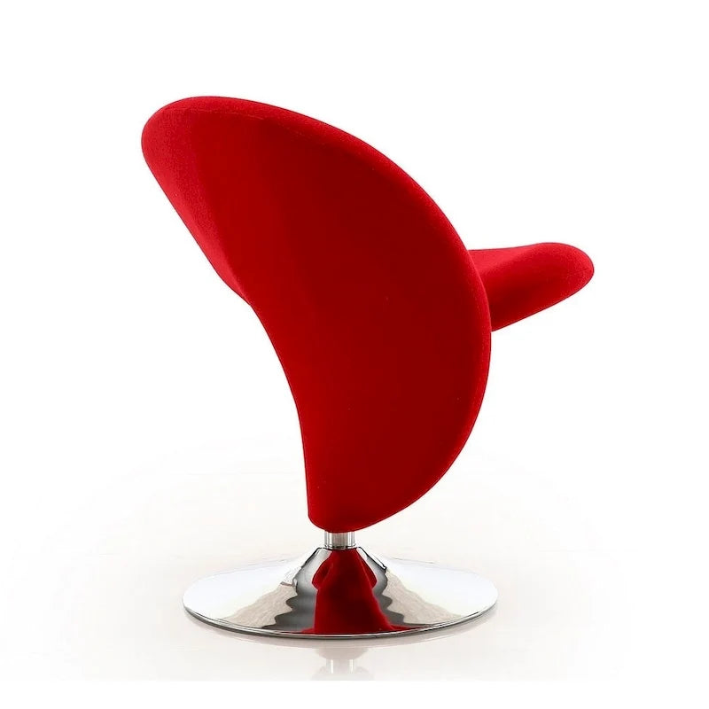 Manhattan Comfort Curl drehbarer Akzentstuhl aus Wollmischgewebe mit Chromgestell (2er-Set)