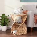 SEI Furniture Nivvan Coastal Natural Woven Fiber Side Table