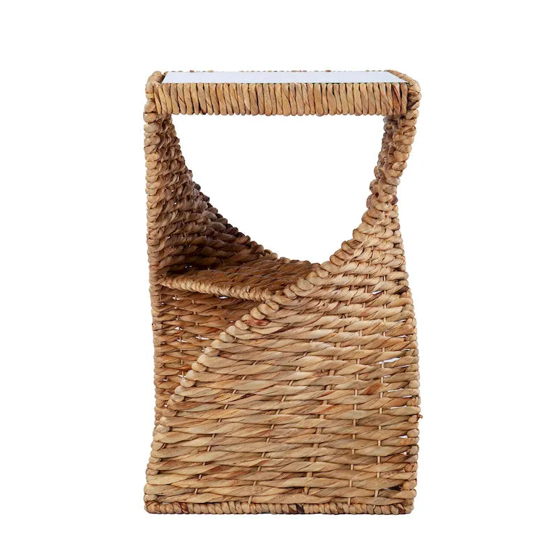 Coastal Natural Woven Water Hyacinth Side Table