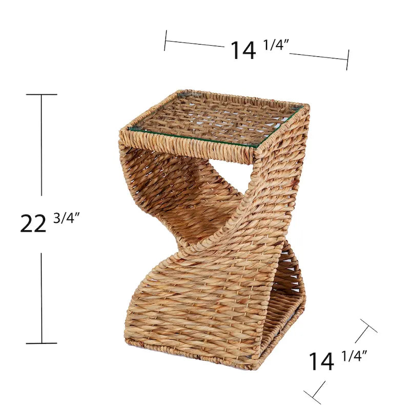 Coastal Natural Woven Water Hyacinth Side Table