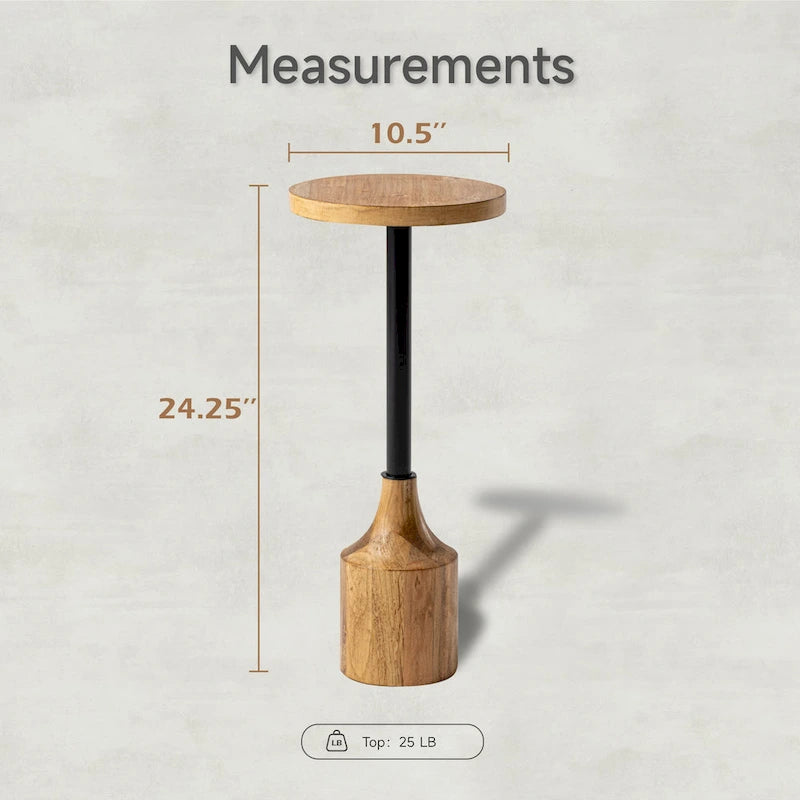 Tavolino rotondo da cocktail in legno rustico, per piccoli spazi