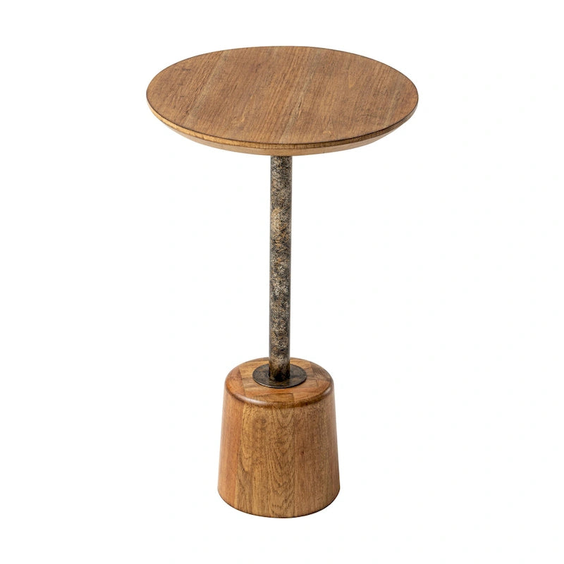 Tavolino rotondo da cocktail in legno rustico, per piccoli spazi