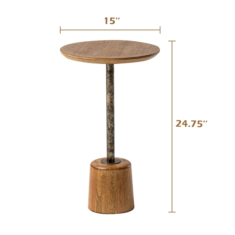 Tavolino rotondo da cocktail in legno rustico, per piccoli spazi