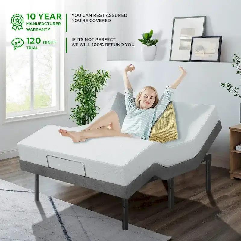 Telaio per Letto Regolabile con Materasso Ibrido da 14 Pollici, Doppio Massaggio, USB, Controllo tramite App, Telecomando - Split King