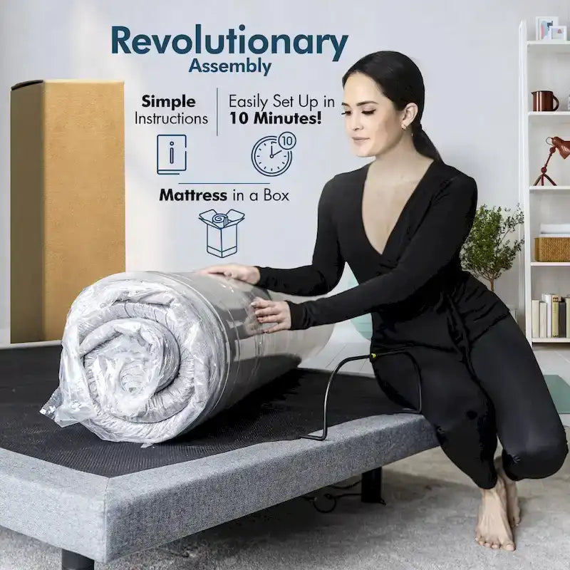 Rete a doghe regolabile con materasso in memory foam con gel rinfrescante da 30 cm, doppio massaggio, porte USB, app e telecomando
