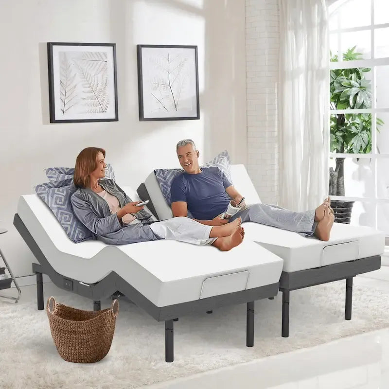 Rete a doghe regolabile con materasso in memory foam con gel rinfrescante da 30 cm, doppio massaggio, porte USB, app e telecomando
