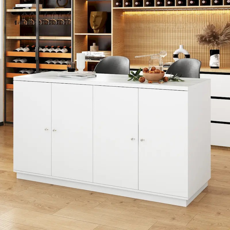 Unità di contenimento bianca per isola cucina da 63 W con cassetti e armadietti - 63