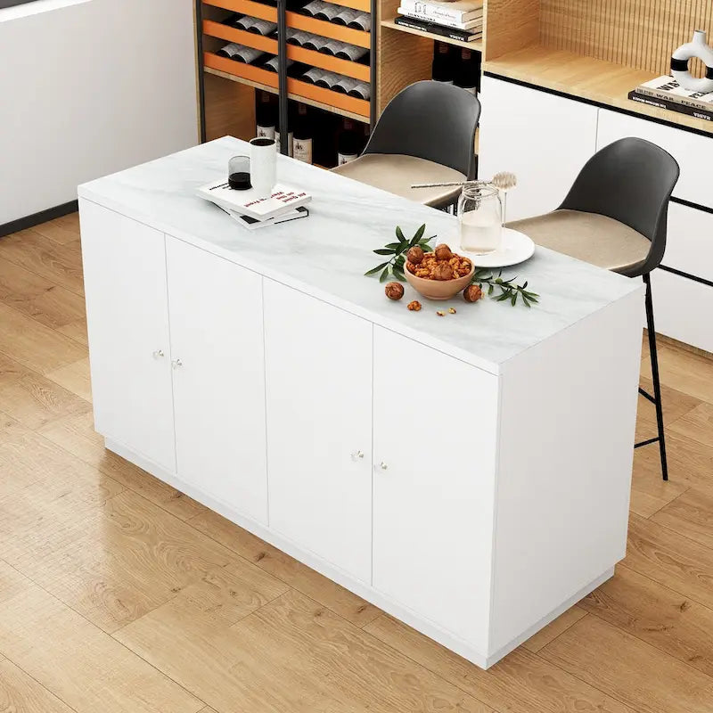 Unità di contenimento bianca per isola cucina da 63 W con cassetti e armadietti - 63