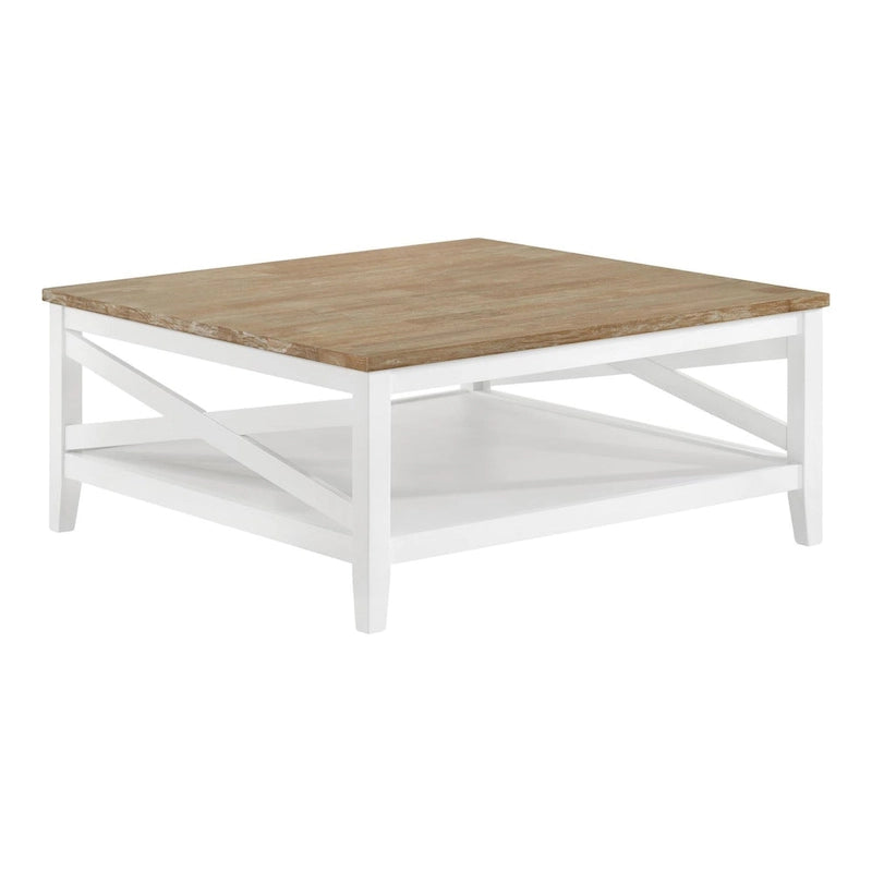 Brown and White Two-Tone Square Coffee Table
