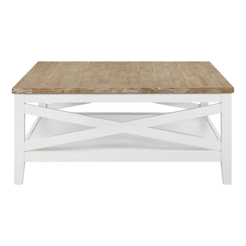 Brown and White Two-Tone Square Coffee Table