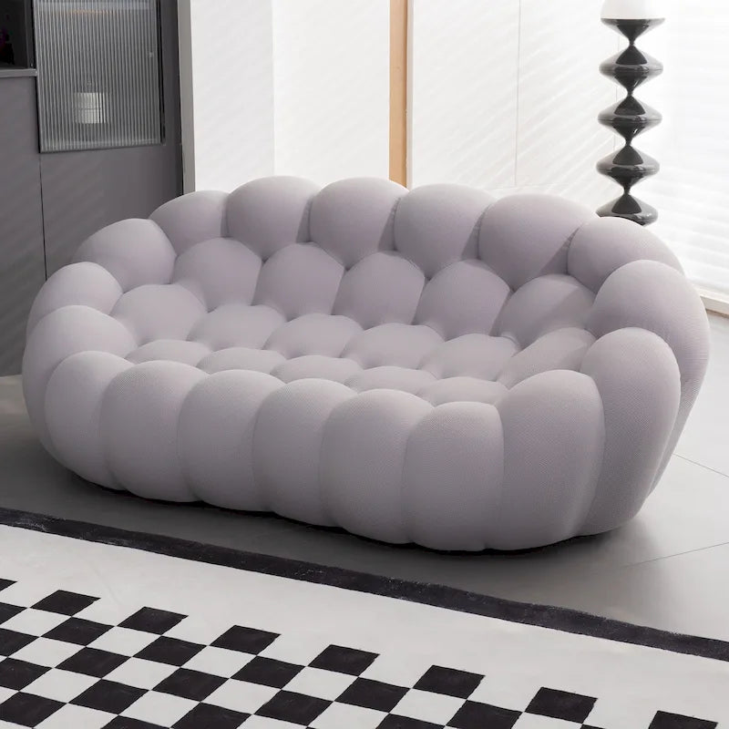 Sofá relax curvo Bubble de 2 lugares, em forma de favo de mel, com tecido têxtil 3D, para sala de estar, salão ou apartamento