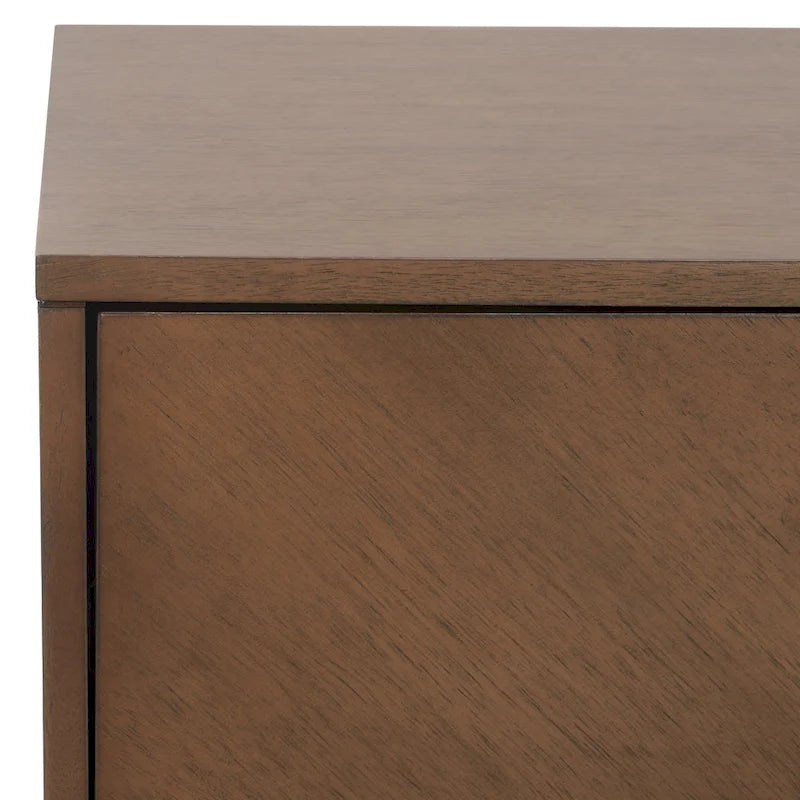 Comodino a 2 cassetti mid-century con motivo a spina di pesce