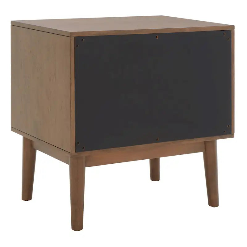 Comodino a 2 cassetti mid-century con motivo a spina di pesce