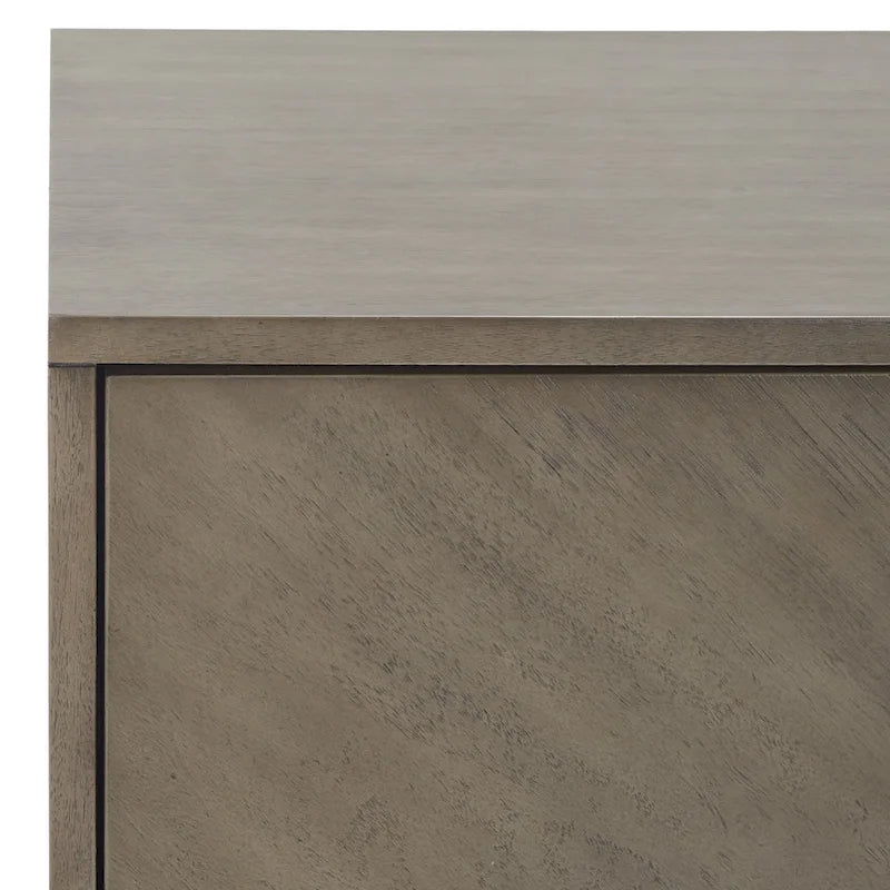 Comodino a 2 cassetti mid-century con motivo a spina di pesce